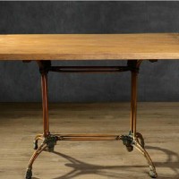 法式乡村工业铸铁书桌实木家具铁艺汉尼顿餐桌工作台办公桌电脑桌